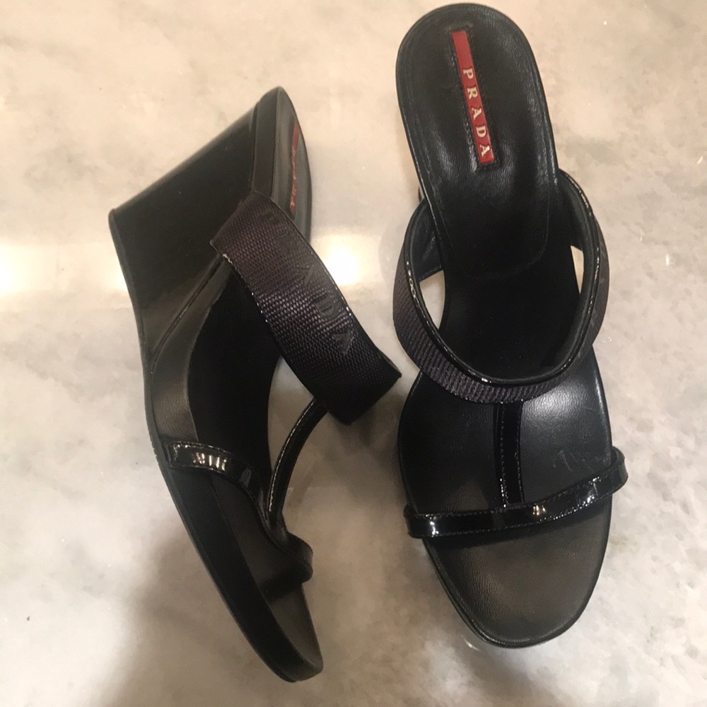 Prada black wedge sandal - Picture 2 of 5